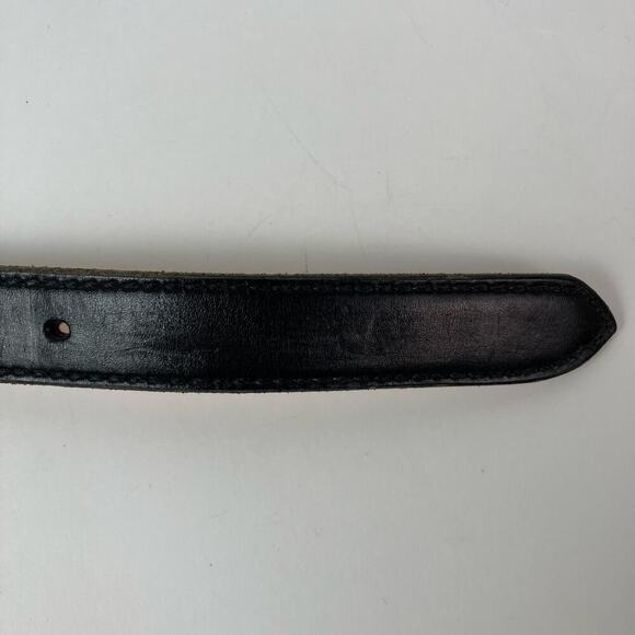 Barlow Vintage Belt Brass Buckle with Dog Black Leather Hunting Retro Sz XS-S - Picture 12 of 16